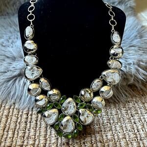 Y2K 925 Sterling Gemstone Bib Necklace 134 g
